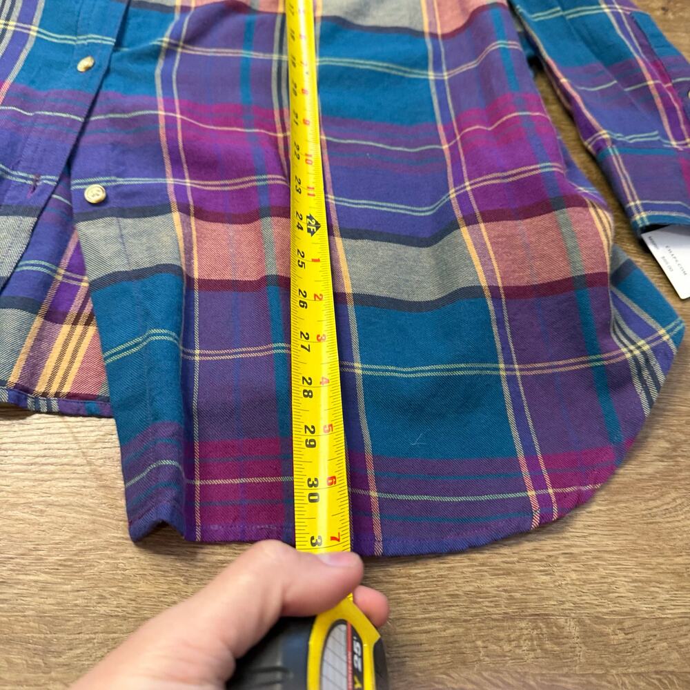 CHAPS DENIM Plaid Flannel Button Up Shirt Top Purple Blue Size 3XL New! NWT - Picture 3 of 7